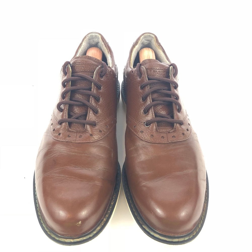 Ashworth Mens Golf Shoes W/ Spikes Sz. 9.5 Brown - Picture 1 of 8